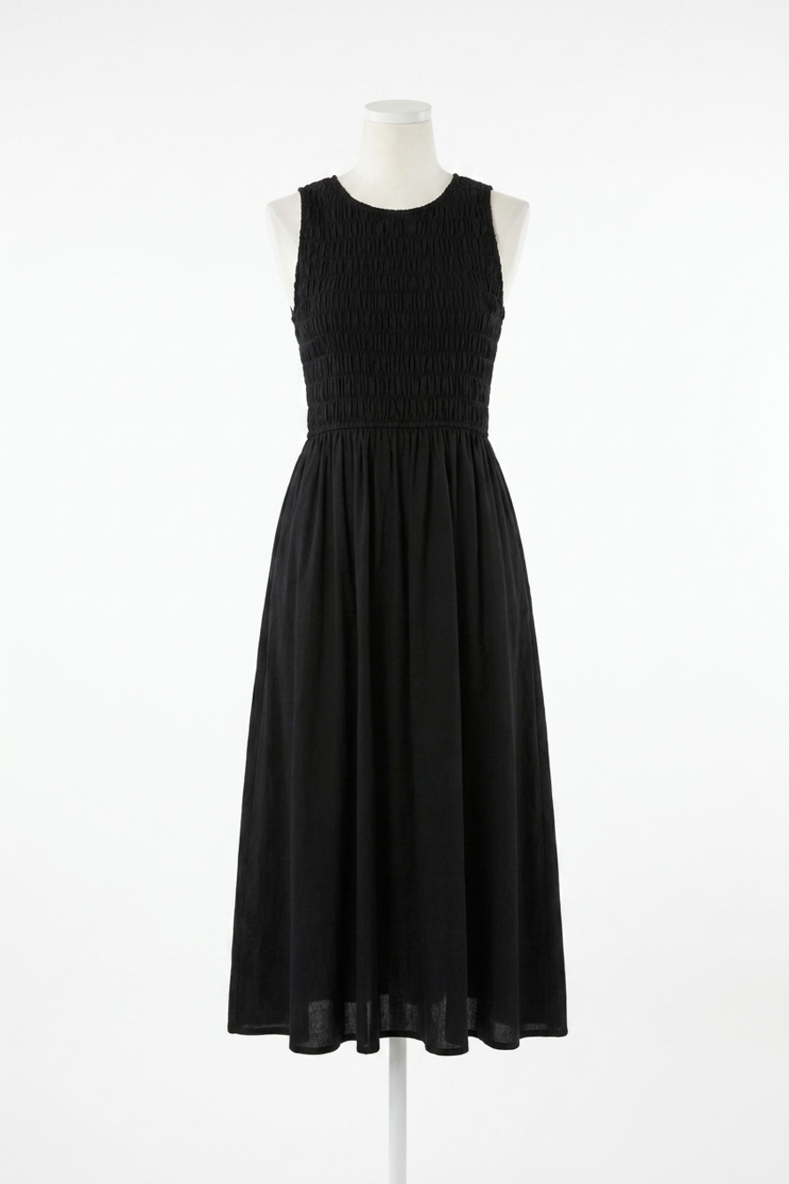 NEW MOLLY BRACKEN smocked cotton t dress in black